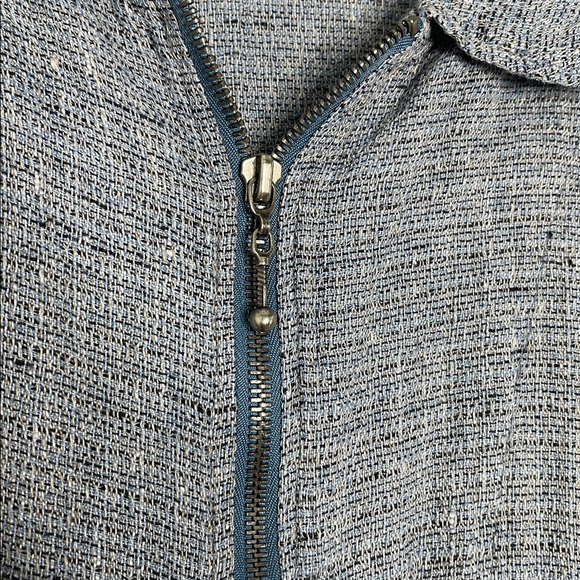 Flax 100% Linen Blue Zipper Oversized Lagenlook Jacket Size Small - Picture 3 of 7